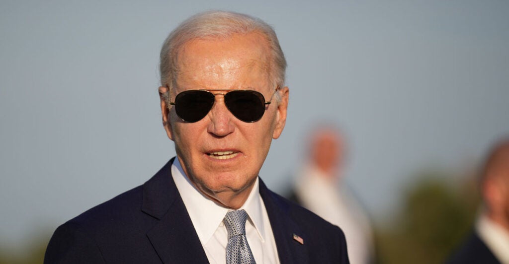 President Joe Biden wearing sunglasses.