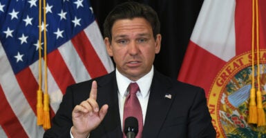 Florida Gov. Ron DeSantis giving a speech.