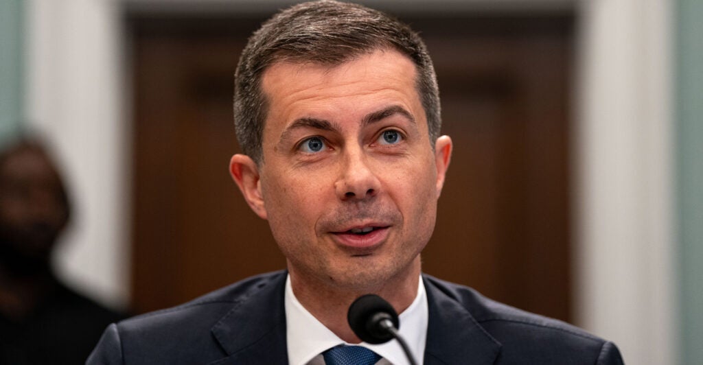 U.S. Secretary of Transportation Pete Buttigieg testifies at the U.S. Capitol