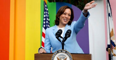 Vice President Kamala Harris speaks onstage during a Pride Celebration hosted by the Vice President Of The United States and Mr. Emhoff in collaboration with GLAAD on June 28, 2023 in Washington, DC. (Photo by Tasos Katopodis/Getty Images for GLAAD)