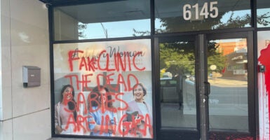 A defaced pregnancy center