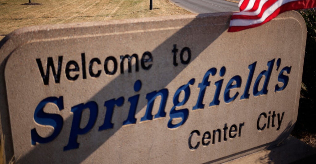 Springfield, Ohio sign welcomes people to community.