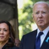 Joe Biden and Kamala Harris outside