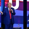 Former US President and Republican presidential candidate Donald Trump speaks during a "Believers and Ballots Faith" Town Hall with Georgia Lieutenant Governor Burt Jones (R) in Zebulon, Georgia, on Oct. 23. (Jim WATSON / AFP)