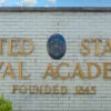 The front gate entrance of the U.S. Naval Academy in Annapolis, Maryland.