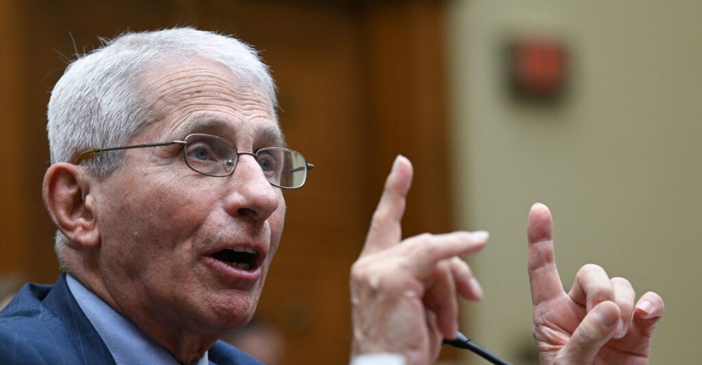 Dr. Anthony Fauci testifies to a congressional committee.