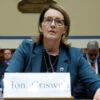 FEMA Administrator Deanne Criswell testifies in a purple suit