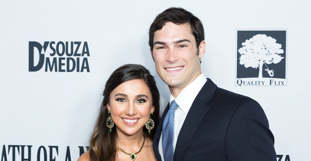 Danielle D'Souza and Brandon Gill attend the "Death Of A Nation" Premiere at Regal Cinemas L.A. Live on July 31, 2018 in Los Angeles, California. (Greg Doherty/Getty Images)