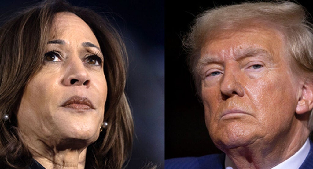 Kamala Harris and Donald Trump split screen