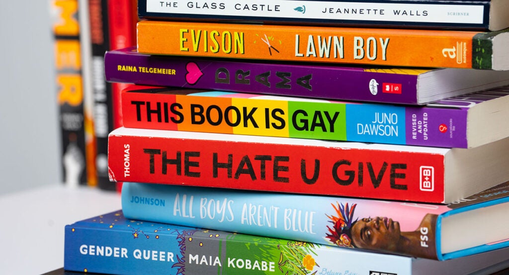 LGBTQ books including Lawn Boy and Gender Queer