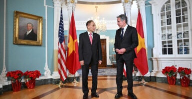 Secretary of State Antony Blinken meets with Vietnamese envoy Le Hoai Trung at the State Department