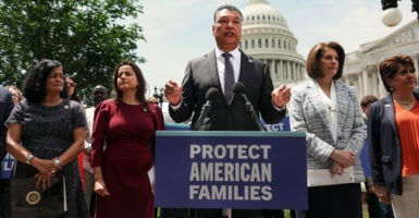 Sen. Alex Padilla, D-Calif., with the Capitol in the backdrop