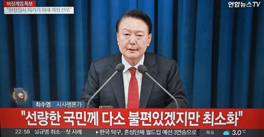 South Korean President Yoon Suk Yeol on South Korean TV