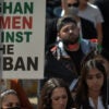 Afghan emigres and others in Edmonton, Alberta, Canada, protest the Taliban's taking over in Afghanistan.