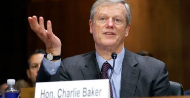 NCAA President Charlie Baker testifies before the Senate Judiciary Committee.