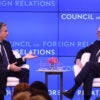 Secretary of State Antony Blinken speaks with Michael Froman, president of the Council on Foreign Relations, at a CFR event