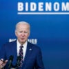 President Joe Biden touts Bidenomics at an event in the Eisenhower Executive Office Building .