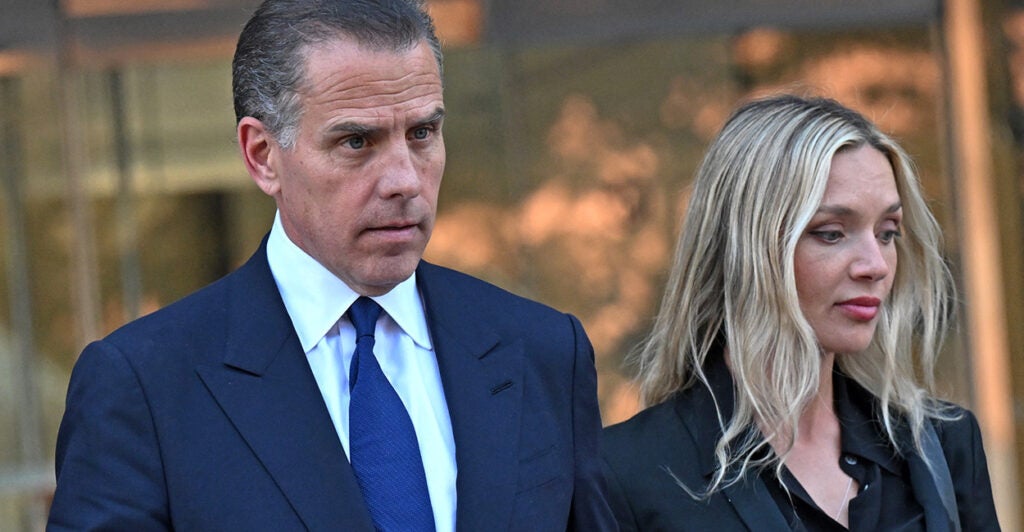 Hunter Biden and his wife, Melissa Cohen, leave court.