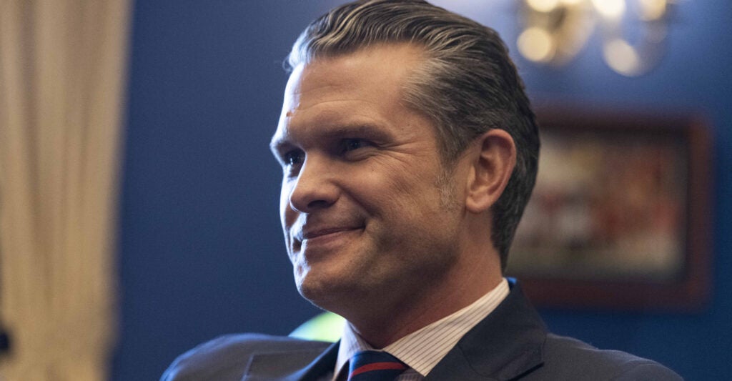 Pete Hegseth smiling.