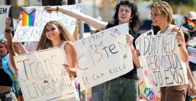 Protests with transgender signs