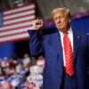 JOHNSTOWN, PENNSYLVANIA - AUGUST 30: Republican presidential nominee, former U.S. President Donald Trump takes the stage during a campaign rally in the 1st Summit Arena at the Cambria County War Memorial on August 30, 2024 in Johnstown, Pennsylvania. Promising to cut energy bills in half, conducting the largest deportation operation in history and putting a 200% tariff on foreign made automobiles, Trump called his election opponents "Comrade Kamala," and "Tampon Tim" while rallying in the all-important battleground state of Pennsylvania. (Photo by Chip Somodevilla/Getty Images)