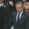 First son Hunter Biden among a crowd on the South Lawn of the White House