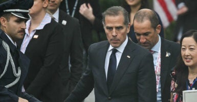 First son Hunter Biden among a crowd on the South Lawn of the White House