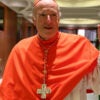 Cardinal Robert McElroy, bishop of San Diego, in an orange garb