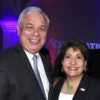 Mauro Morales, the outgoing staff director of the U.S. Civil Rights Commission, is seen here with his wife, Janet Murguia, who heads UnidosUS, at Voto Latino's "Our Voices" event on April 28, 2023, in Washington, D.C.