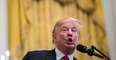 President Donald Trump in the East Room at the White House on June 29, 2018