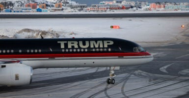 President-elect Donald Trump's private jet arrives in Greenland with son Donald Trump Jr. aboard.