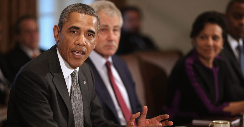 Then-President Barack Obama at a Cabinet meeting