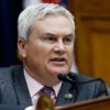 House Oversight and Accountability Committee Chairman Rep. James Comer wags a finger at a witness before his panel.