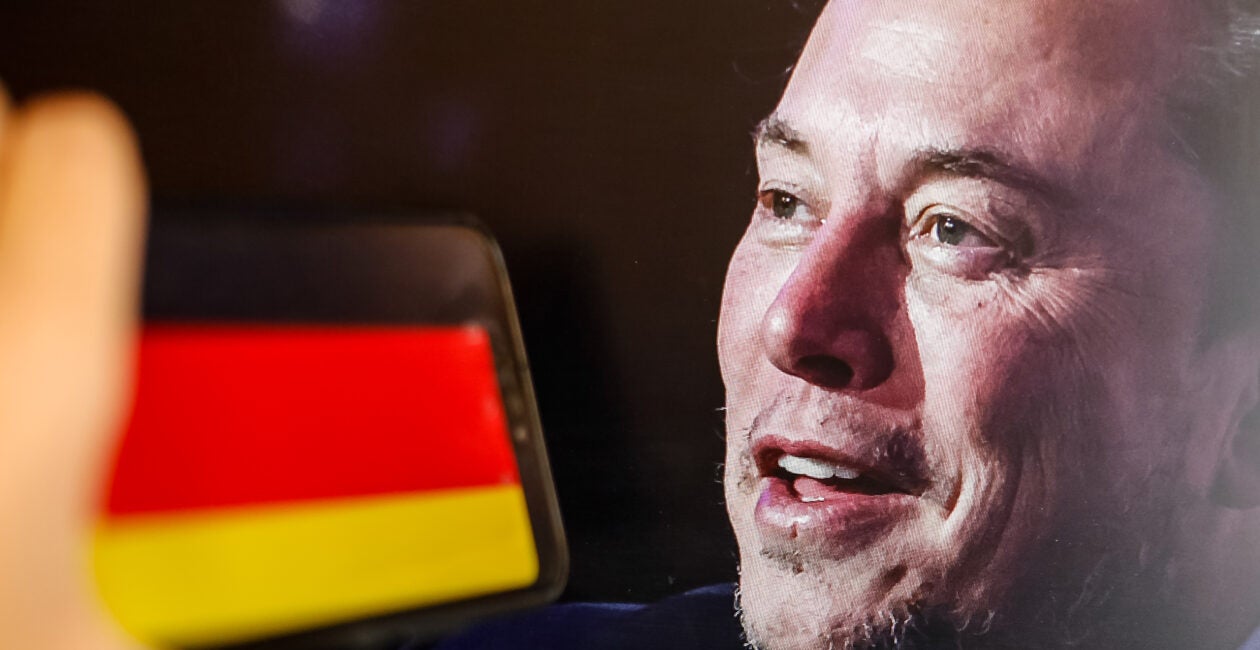 Elon Musk alongside a German flag