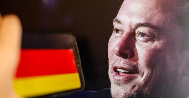 Elon Musk alongside a German flag