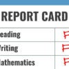 A report card with "F" scores in reading, wriiting, and arithmetic