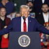 President Donald Trump speaks at a rally at Circa Resort & Casino in Las Vegas, Nevada, on Saturday.