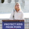 Rep. Mary Miller, R-Ill., advocates for age-verification laws for online pornography outside the Supreme Court.