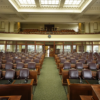 The empty House chamber at the State House in Maine.