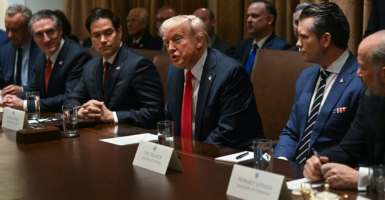 President Donald Trump speaks to his Cabinet on Feb. 26.