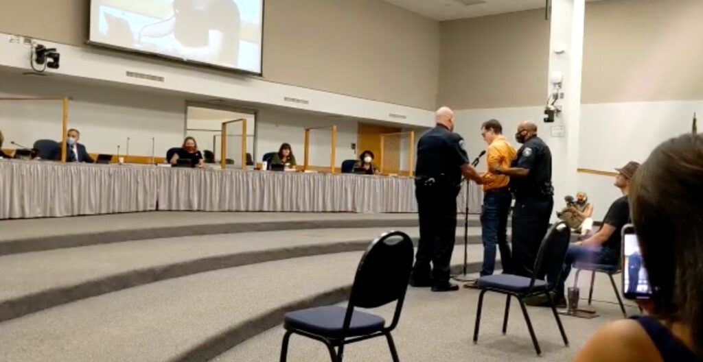 Texas dad Jeremy Story detained at school board meeting